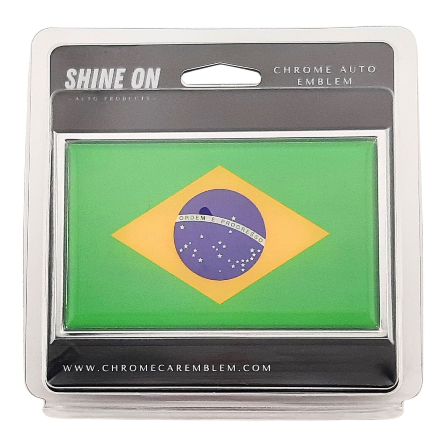 Brazilian Flag Chrome Auto Emblem