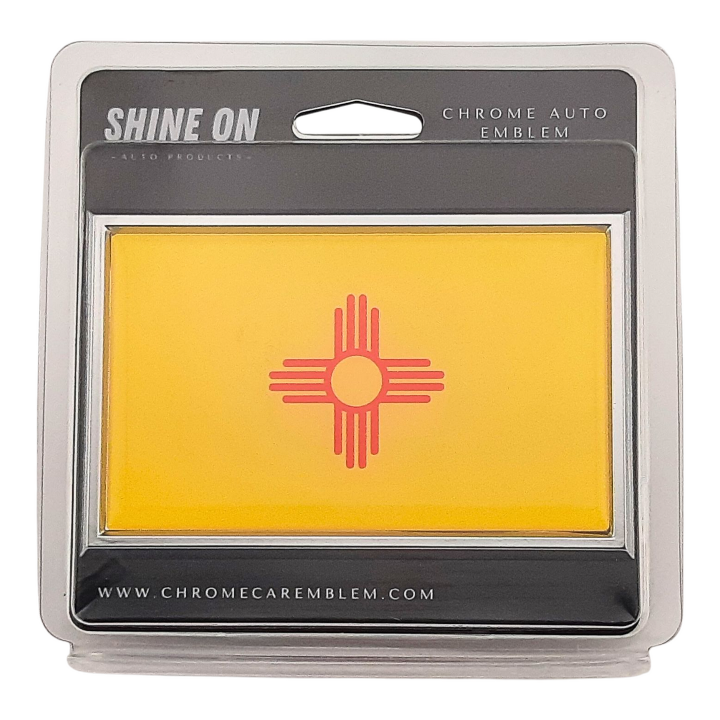 New Mexico Flag Chrome Auto Emblem