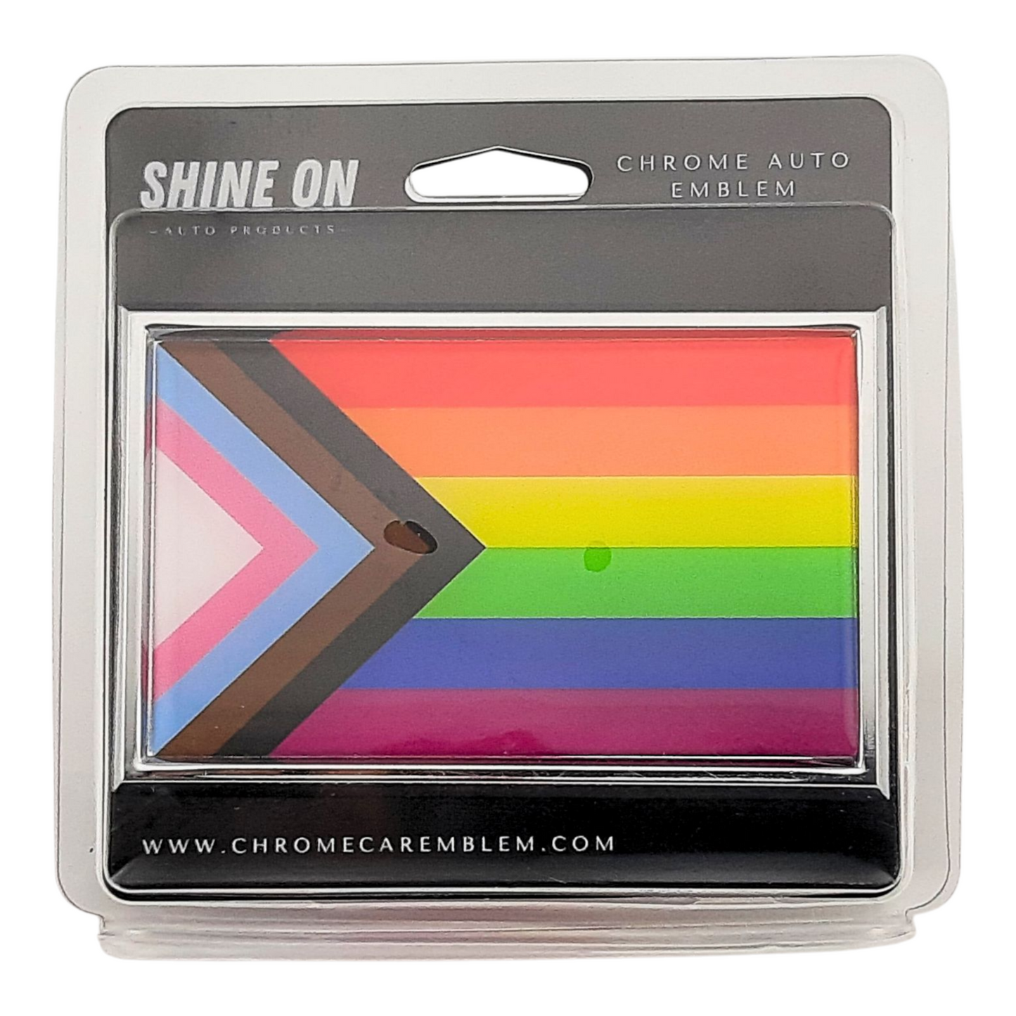 Progress Pride Flag Chrome Auto Emblem