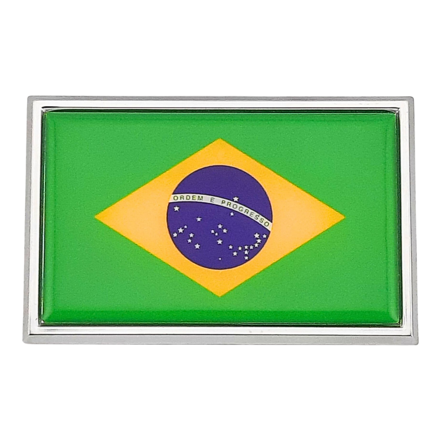 Brazilian Flag Chrome Auto Emblem