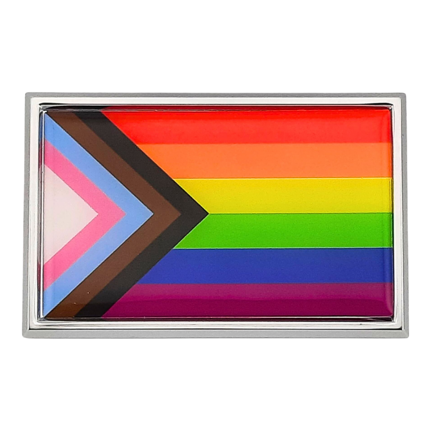 Progress Pride Flag Chrome Auto Emblem