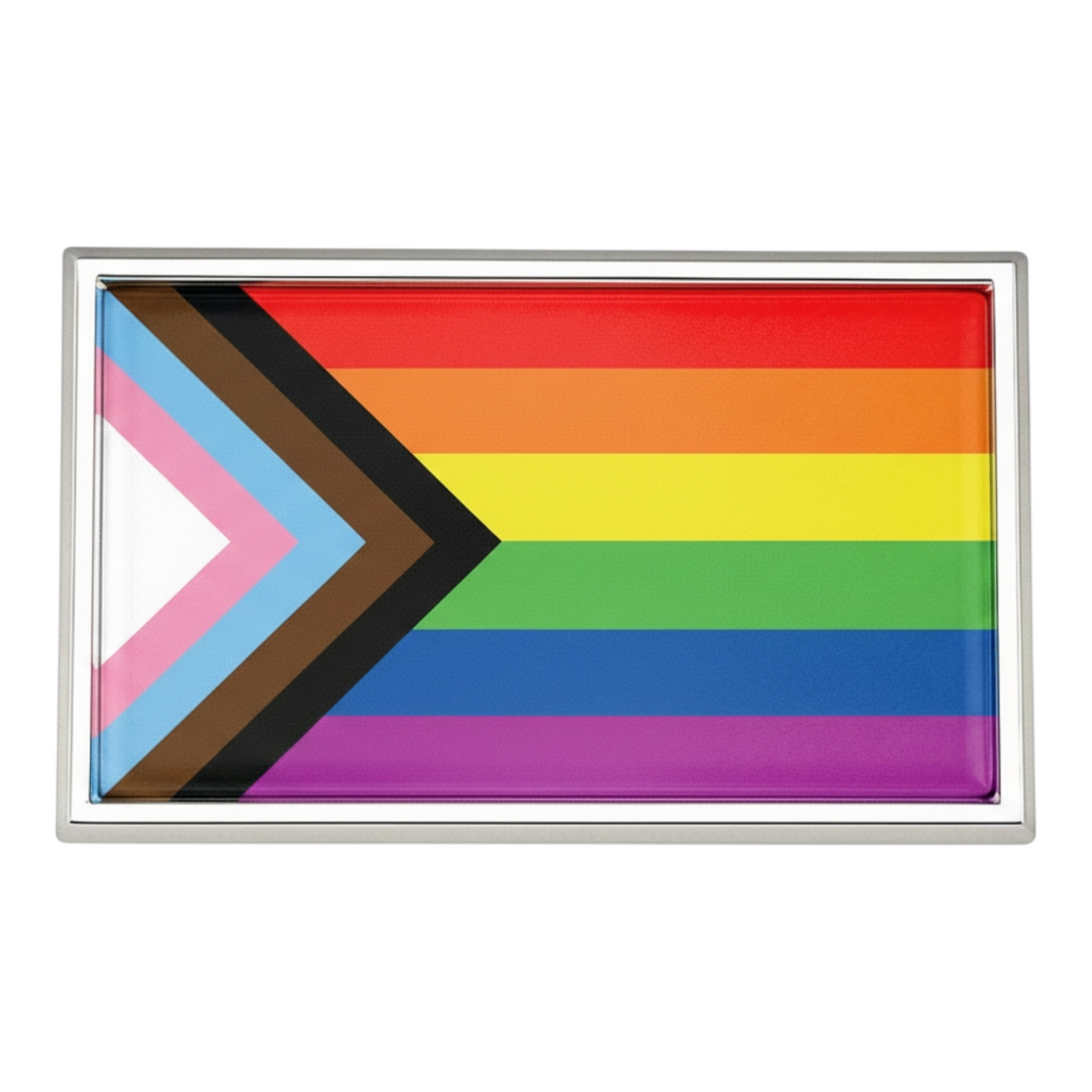 Progress Pride Flag Chrome Auto Emblem