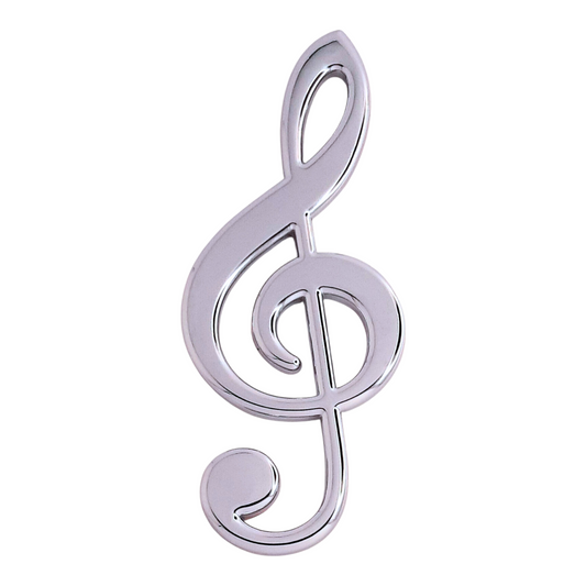 Treble Clef Chrome Auto Emblem