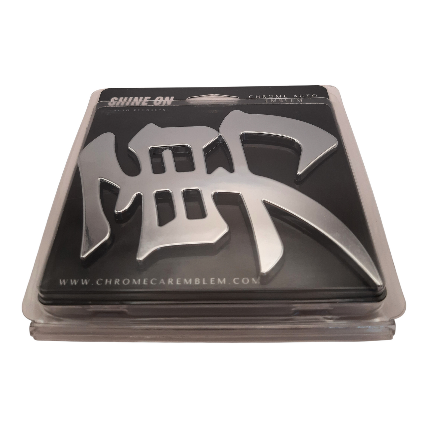 Kanji for Courage Japanese and Chinese Chrome Auto Emblem (Silver)