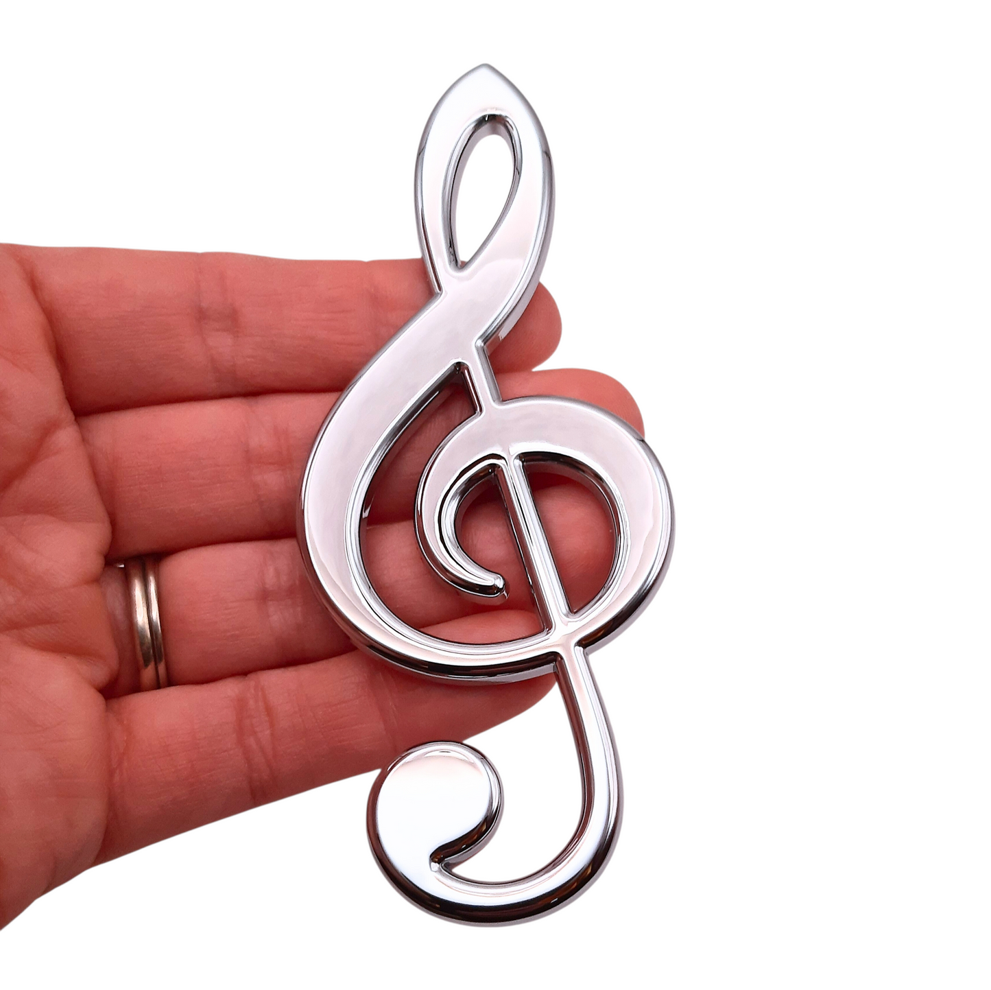 Treble Clef Chrome Auto Emblem