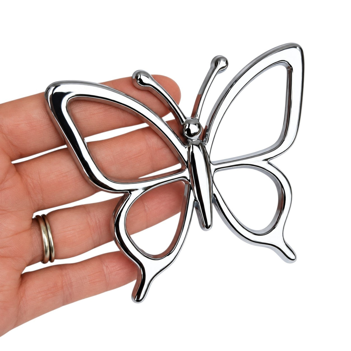 Butterfly Chrome Car Emblem (Silver)